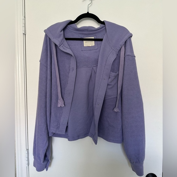 American Eagle Cropped Shacket Lilac Women's Sz XL‎ - Picture 2 of 10